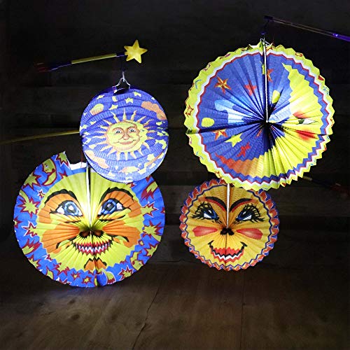 Idena 8312527 - Laterne Mond, Durchmesser 40 cm, Papier, Lampion, St. Martin, Lichterfest, Laternenumzug, Advent, Weihnachten, Dekoration