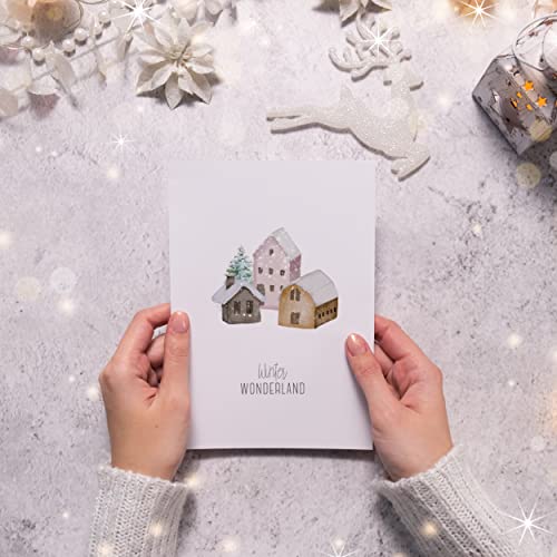 Weihnachtskarten mit Umschlag Set (12 Stück) - A6 Klappkarten für Weihnachten - Christmas Postkarte mit Umschlägen für deine Weihnachtsgrüße - Coole Weihnachtspostkarten mit und ohne Sprüche