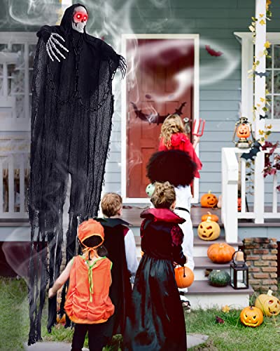 CIIC Halloween Deko Outdoor, 1.5M Halloween Hängende Geist Dekoration Garten mit Spinnennetz, Skelett Fliegendes Gespenst Halloween Gruselig Dekoration für Party Türdeko Indoor - Schwarz