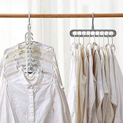 Acslam 6 Stück Kleiderbügel Platzsparende, Multi Kleiderbügel Organizer Stabil Kleiderschrank Platzsparend Schrank Bügel Raumsparbügel Clothes Hanger mit 9 Löchern (Grau-6 Stück)