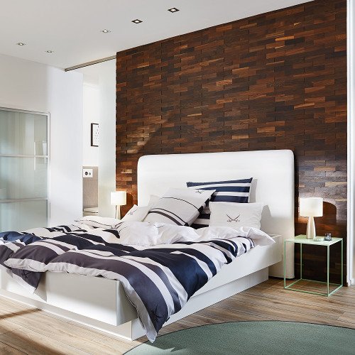 wodewa Wandverkleidung Holz 3D Optik Eiche Tabak 1m² Wandpaneele Moderne Wanddekoration Holzverkleidung Holzwand Wohnzimmer Küche Schlafzimmer