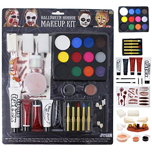 JOYIN 36 Stück Halloween Makeup Set Ultimatives Familien-Party Pack All-in-One-Set Easy On & Easy Off Kinderschminke Set for Halloween Party