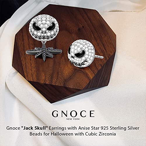 GNOCE"Jack Schädel" Charm Anhänger 925 Sterling Silber Bead Charms mit Zirkonia Charm Schmuck für alle Armbänder Halsketten Geschenke Bijouterie für Halloween Damen Mädchen Baby (3Ohrring)