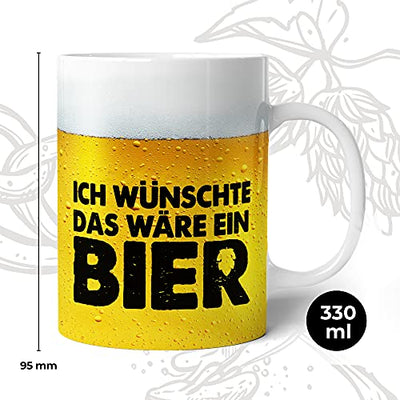 Tasse mit Bier Spruch für Männer Ich wünschte das wäre ein Bier Lustig Kaffee-Tasse Geschenk-Idee für Ihn Vatertagsgeschenk Vatertag Herrentag Fototasse