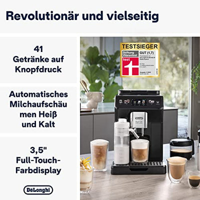 De'Longhi Eletta Explore Perfetto ECAM452.57.G Kaffeevollautomat mit LatteCrema Milchsystem, heiße und erfrischende Getränke auf Knopfdruck, 3,5 Zoll TFT Touchscreen Farbdisplay,Kaffeekanne inklusive