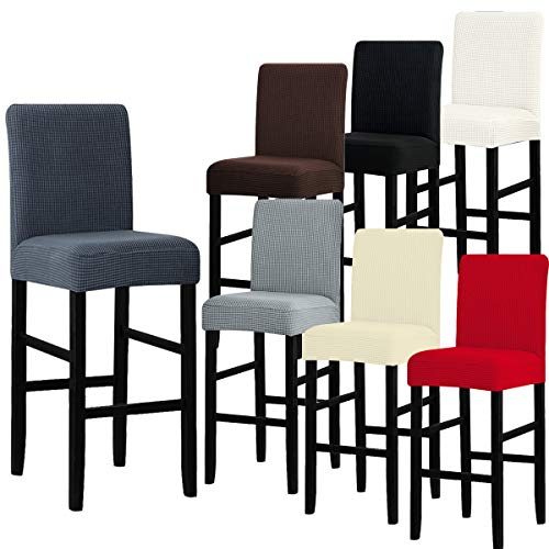 LANSHENG Bar Stuhlhussen, Stretch Abnehmbarer waschbarer Stuhl Schonbezug für Short Swivel Dining Chair Rückenlehne Barhocker Stuhl (Grau,2 Stück)