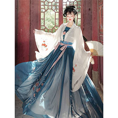 AMOC Cosplay Outfit, Traditionelles Chinesisches Hanfu-Kleid Cosplay Outfit mit Schal für Weihnachten Halloween