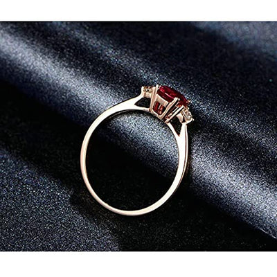 18 Karat (750) Rotgold Ringe, Trauringe Eingelegter 1,11 ct Rubin Und 0,15 ct Diamant Oval Rot Rubin Diamant Ring Größe 45 (14.3)