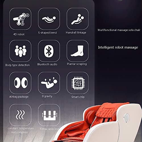 Szk-y809 4D Massagestuhl - Professioneller Relax-Shiatsu-Sessel, Schwerelosigkeit, Wärmesystem Kn Knetmassage-Sofasessel Älteres Büro Automatisch,Red