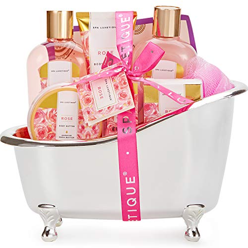 Bade Geschenkset, SPA LUXETIQUE Beauty Set 8 tlg. Geschenke für Frauen Rosenduft, Geburtstagsgeschenk Spa Set mit Deko Badewanne, Wellness Set für Frauen, Weihnachtsgeschenke，Neujahr Geschenke