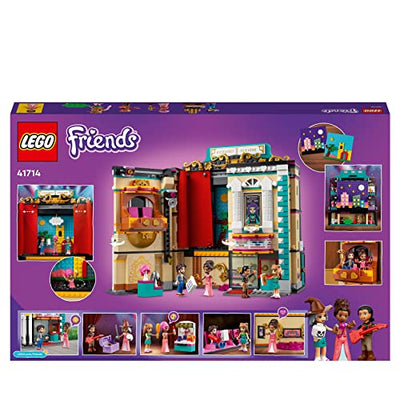 LEGO 41714 Friends Andreas Theaterschule aus Heartlake City, kreatives Spielzeug mit 4 Mini-Puppen und Puppenzubehör für Kinder ab 8 Jahre, Geschenk zu Weihnachten