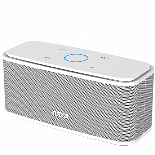 Bluetooth Lautsprecher, DOSS SoundBox Musikbox Bluetooth Box mit Dualen Bass-Treibern, 20h Akku,Touch Control, IPX5 Wasserdicht, Bloototh Lautsprecher für zuhause draußen Garten, Handy- Weiß