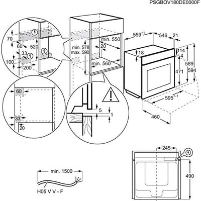 AEG BEB435020M Einbau-Backofen / Aqua-Reinigungsfunktion / Touch-Bedienung / Grillfunktion / Display mit Uhr / A+