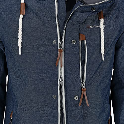 DryFashion Herren Funktionsjacke Husum - Outdoor Jacke Herren Reißverschluss Jacke Atmungsaktiv Winddicht Wasserdicht in Navy Melange Größe 4XL