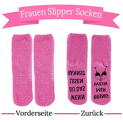 Kuschelsocken, Damen Lustige Socken Geschenke für Frauen Weinliebhaber, Wenn du das lesen Kannst Bring mir Wein Antirutsch Fun Socken Witzige Geburtstagsgeschenk für Freundin Valentinstag Muttertag