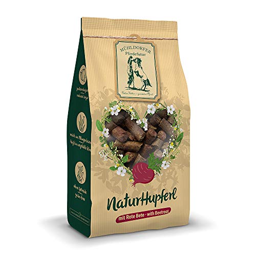 Mühldorfer NaturHupferl Rote Bete, 1 kg, naturgesunde Leckerli für Pferde, getreidefrei, ohne Melasse und Zusatzstoffe, zucker- und stärkereduziert