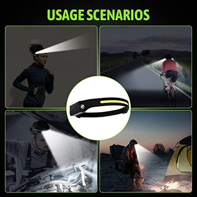 Brmeday Stirnlampe LED Wiederaufladbar, USB Wiederaufladbar 230 ° Sensor Kopflampe 5 Modi&IPX4 Wasserdichte Stirnlampen Fürs Kinder,Erwachsene,Joggen,Laufen, Angeln, Camping [Energieklasse A+++]