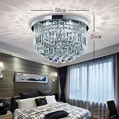 Bestier Moderne Klarem Kristall Regentropfen Kronleuchter Beleuchtung Unterputz LED Deckenleuchte Leuchte für Esszimmer Badezimmer Schlafzimmer Wohnzimmer E14 Glühbirnen Erforderlich H25cm X D50cm