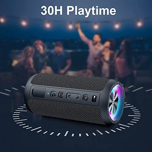 Ortizan Bluetooth Lautsprecher mit Licht, Musikbox Tragbarer Bluetooth Box mit IPX7 wasserdicht, Dualen Bass-Treibern, 30h Akku, Freisprechfunktion für Phone, Draußen