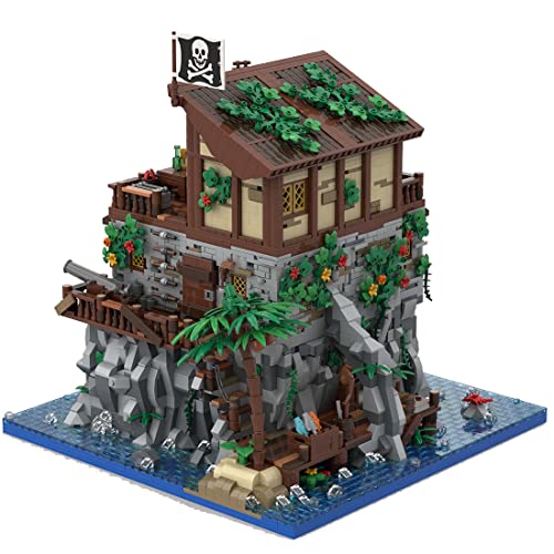 WWEI Mittelalterliche Piraten Modular Haus Architecture, 5899 Klemmbausteine Piraten Schädel Insel Modular Building, Entworfen von Massenzio, Kompatibel mit Lego 21322