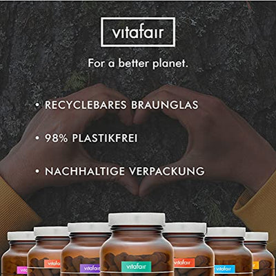 VITAFAIR Sägepalmenextrakt (280mg pro Tagesdosis) - 180 Vegane Kapseln in Braunglas, Ohne Magnesiumstearat, German Quality - 5% Phytosterole = 14 mg - Hochdosiertes Sägepalmextrakt