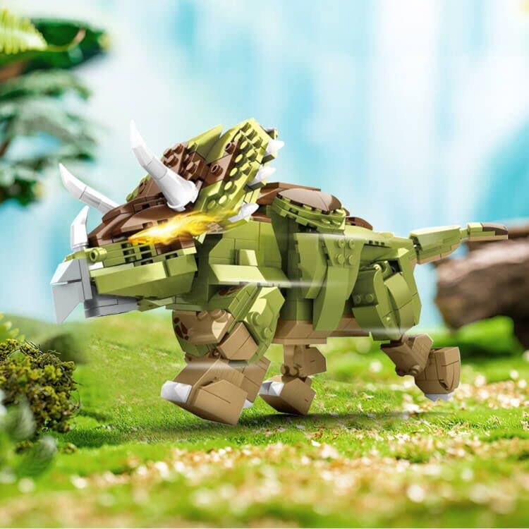 HOGOKIDS Dinosaurier Spielzeug Bausatz für Kinder - 445 Stücke Jurassic Dinosaurier Bauspielzeug, 3 In 1 Triceratops Roboter Raumschiff, Dino Bausätze Geschenk für Jungen ab 6 7 8 9 10 11 12 Jahren