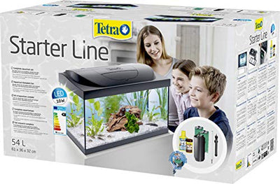 Tetra Starter Line 54 L Aquarium Komplett-Set mit LED-Beleuchtung - stabiles Einsteigerbecken mit Technik, Futter und Pflegemitteln, Farbe: Schwarz