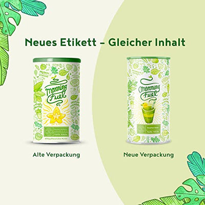 Morning Fuel Vanille Matcha Shake - Morgens Satt & Gesund, Vitamin- und Nährstoffreiche Frühstücksmischung mit Protein aus gekeimten Samen, Quinoa & Mandeln - 600 Gramm Pulver