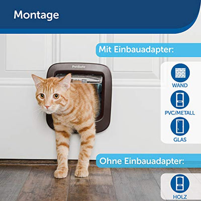 PetSafe Mikrochip Katzentür, Exklusiver Zugang für Ihre Katze, hält fremde Tiere draußen, Braun, Für Katzen bis 7 kg