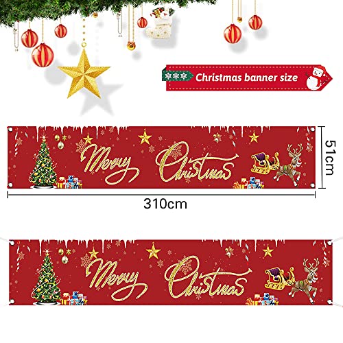 Weihnachts Banner Dekoration,Merry Christmas Banner,Weihnachtsbanner Aussen,Weihnachtsbanner Frohe Weihnachten,Weihnachtsbanner Balkon,Weihnachtsdeko Garten Banner