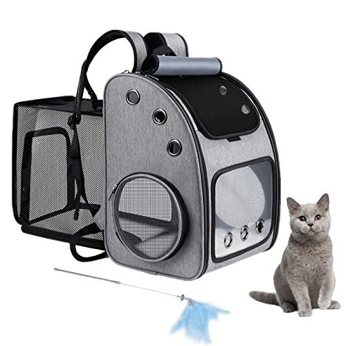 HelloMiao Ausziehbarer Haustier Rucksäcke,Großer Tragbarer Hunderucksack & Katzenrucksack, Faltbarer Haustier Reiserucksack, Geeignet für Katzen und Hunde und Andere Kleine Haustiere,Max.Last 8kg