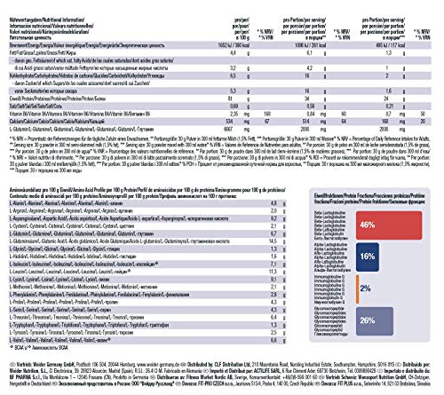 Weider Premium Whey Protein Pulver, hochwertiges Eiweißpulver mit Whey Isolat zum Muskelaufbau mit hohem Anteil an EAA, BCAA und freiem L-Glutamin, perfekte Löslichkeit – Erdbeer-Vanille, 2,3kg