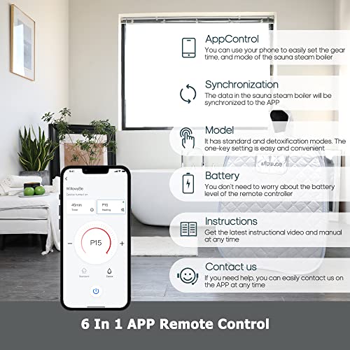 WILLOWYBE Persönliche tragbare Dampfsauna für Home Spa mit Bluetooth- und Infrarotsteuerung, EIN Popup-Saunazelt für den Innenbereich, Körperdampfer, tragbarer Stuhl | CE-Zertifiziert