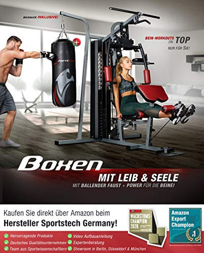 Sportstech Premium 50in1 Kraftstation für EIN Allround Training | Multifunktions-Heimtrainer mit Stepper & LAT-Zugturm | HGX Fitness-Station aus Eva Material | Robust für Zuhause (HGX260 Modell2021)