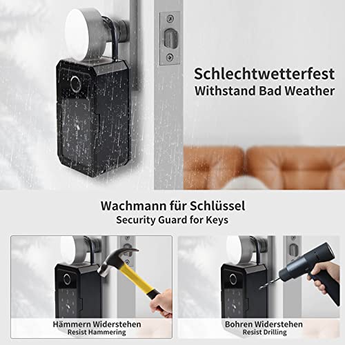 Schlüsselkasten mit Zahlencode, Teglu Schlüsseltresor für außen/innen Schlüsselsafe Fingerabdruck für Zuhause/Airbnb/Garage/Büro(Bluetooth)