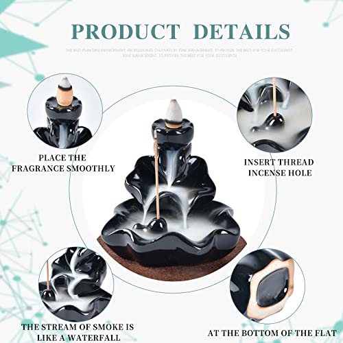 YYW Backflow Incense Burner, Handmade Waterfall Backflow Incense Burner Incense Holder for Home Office Bedroom Yoga Decoration with 10 Pcs Free Cones (Lotus Leaf)