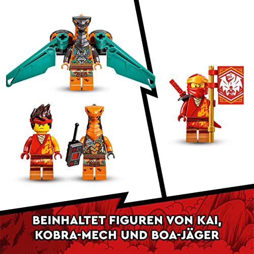 LEGO 71762 NINJAGO Kais Feuerdrache EVO, Drachen Spielzeug ab 6 Jahren mit Feuerdrachen- und Schlangen-Figur, mit Ninjas und Boa-Jäger