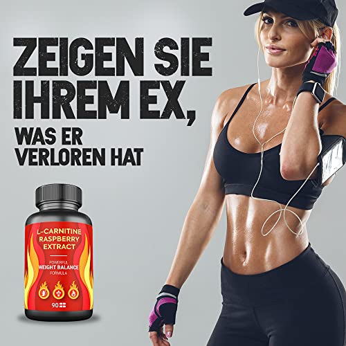 Acetyl-L-Carnitin + Himbeerbeeren-Extrakt + Citrus Aurantium & andere natürliche Elemente – Hochwirksame Formel – Archivieren Sie Ihre Fitnessziele | 90 Kapseln