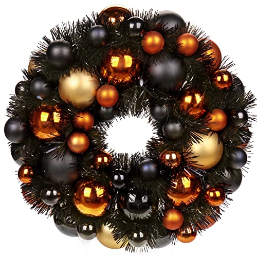 13 Zoll/33cm Halloween Kranz, Halloween Deko Garten, Halloween-Kranz für Haustür, Willkommenskranz, Halloween Deko, Bruchsicherer Halloween-Kugelschmuck, Weihnachtlicher Weihnachtskranz Outdoor