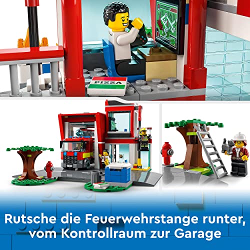 LEGO 60320 City Feuerwache, Feuerwehr-Spielzeug für Kinder ab 6 Jahren mit Garage, Feuerwehrauto und Hubschrauber, Geschenkidee zu Weihachten