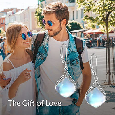 Mondstein Ohrringe Sterling Silber Filigran Irisch Keltisch Teardrop Mondstein Tropfen Ohrringe Schmuck Geschenke für Damen