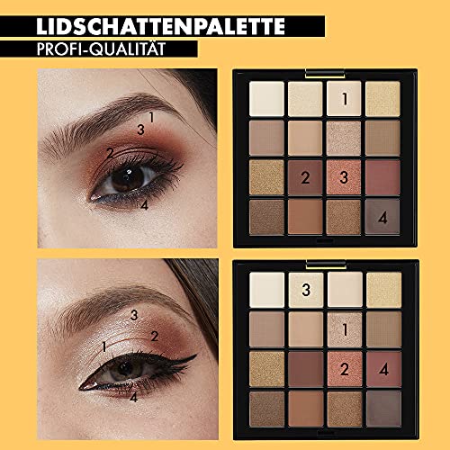 NYX Professional Makeup Ultimate Shadow Palette, Lidschattenpalette, 16 Farbtöne, Schimmernd und Metallisch, Individuelles Finish, Vegane Formel, Farbton: Warm Neutrals