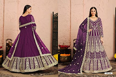 Anarkali Salwar Kameez Bollywood Kleid 1474, violett, X-Small