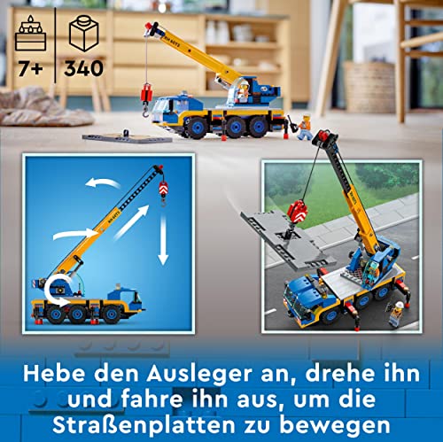 LEGO 60324 City Geländekran, Mobilkran, LKW-Spielzeug, Kinderspielzeug für Jungen und Mädchen ab 7 Jahren, Baufahrzeug Set, Geschenk zu Weihnachten