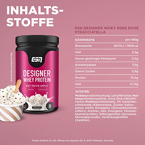 ESN Designer Whey, 908g Dose Stracciatella, Protein Pulver