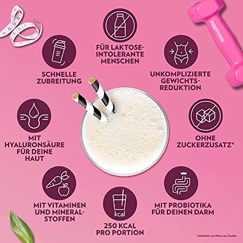 GymQueen Slim Queen Pro Abnehm-Shake 420g, Vanille, mit Probiotika und Hyaluronsäure, Leckerer Diät-Shake zum Abnehmen, Mahlzeitersatz mit wichtigen Vitaminen und Nährstoffen, 250 kcal pro Portion