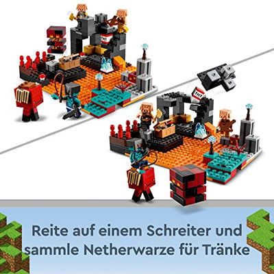 LEGO 21185 Minecraft Die Netherbastion Action-Spielzeug mit Figuren, inkl. Piglin, Set für Jungen und Mädchen ab 8 Jahre