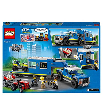 LEGO 60315 City Mobile Polizei-Einsatzzentrale Spielzeug mit Polizeiauto, Gefängnisanhänger, Drohne, Traktor und Minifiguren, Geschenkidee zu Weihnachten