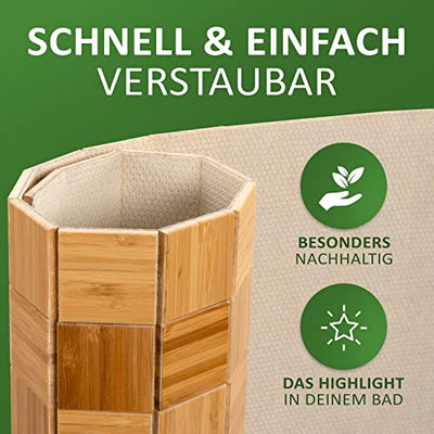 DE-COmmerce rutschfeste Badematte aus Bambus I Fussmatte Badteppich Bambusmatte Duschmatte Badezimmermatte Bamboo Badematte mit Anti-rutsch Rückseite I Badvorleger KARO Nature 50 x 50 cm