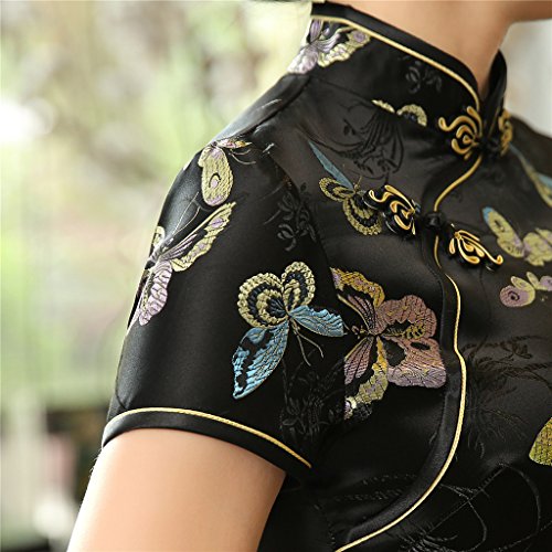 Chinesische chinesische Traditionelle Kleidung Chongsam China Qipao Kleid - Schwarz - 36 DE (Etikettengröße L)